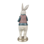 Beeld Konijn 32 cm Wit Blauw Polyresin Paasdecoratie
