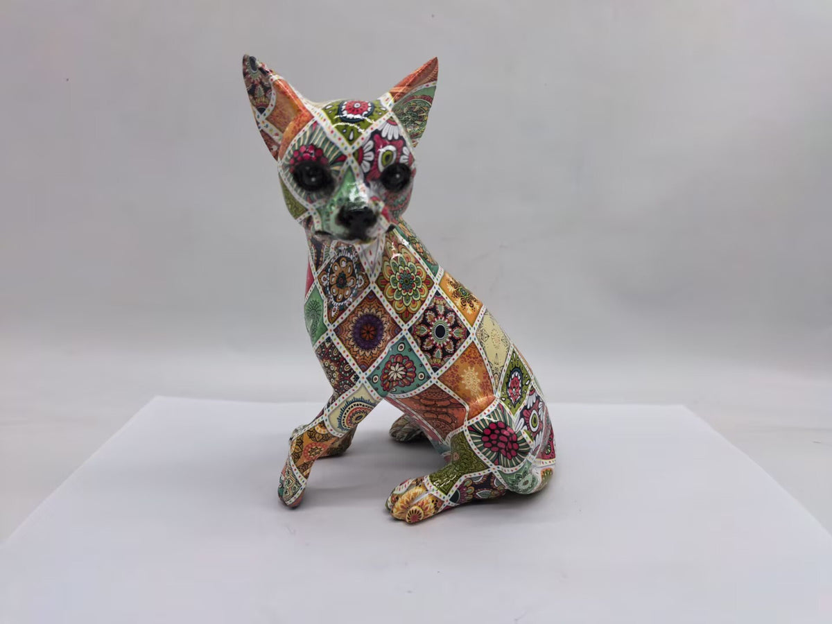Polyresin chihuahua kleurrijk