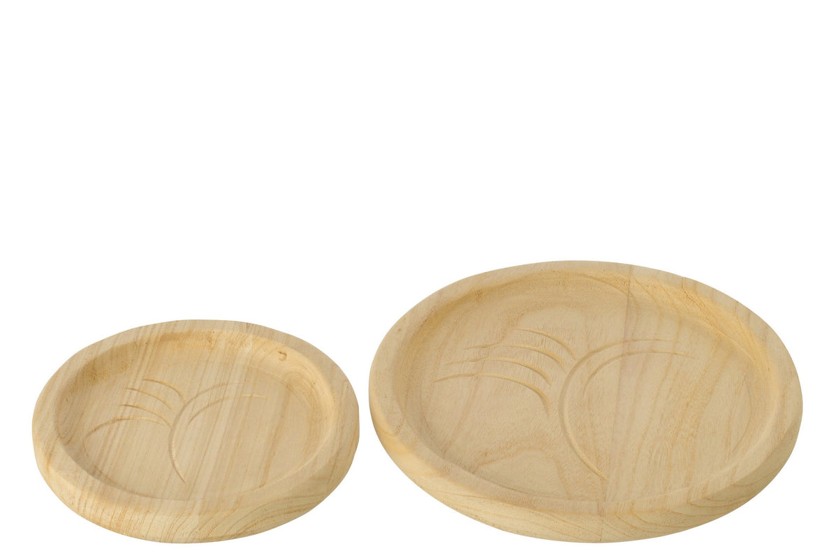 J-Line decoratie Plateau Blad - hout - naturel - L
