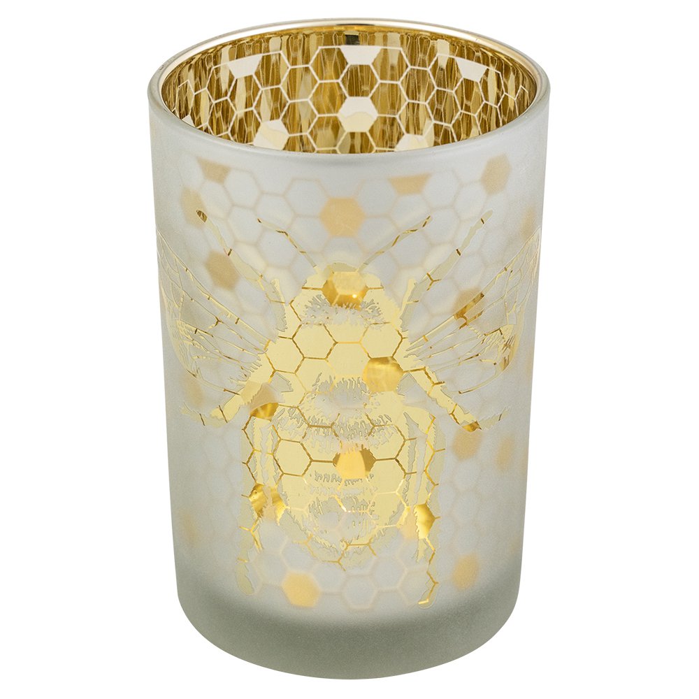 Theelichthouder bij goud large 18cm