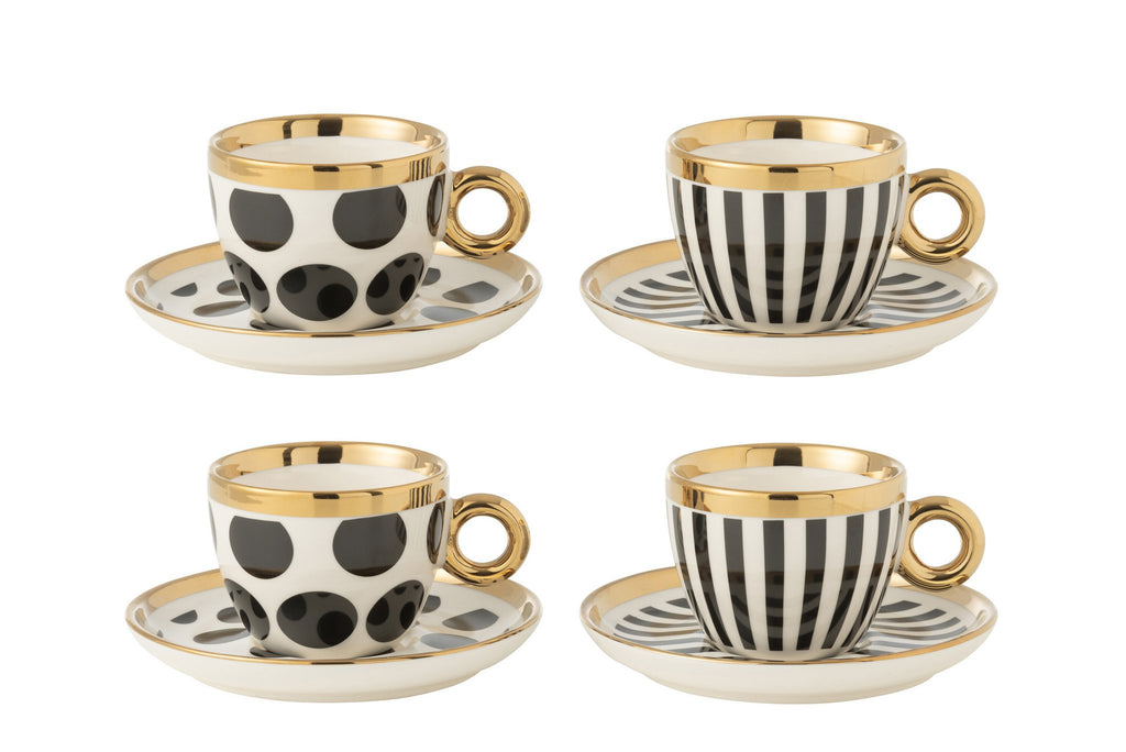 J-Line Doos Van 4 Kop+Schaal Keramiek Mix