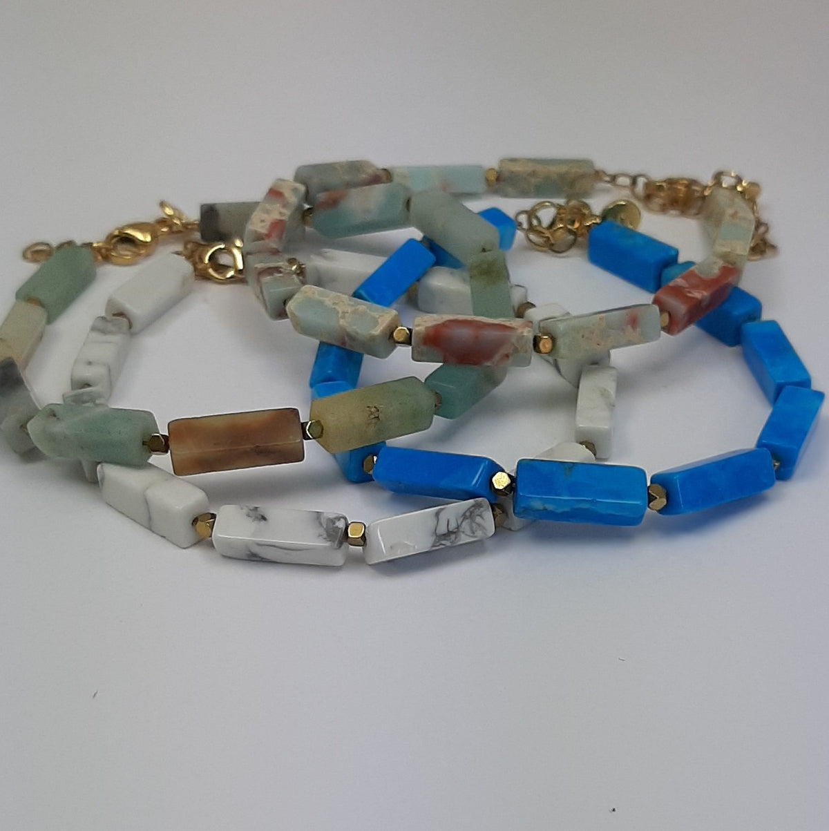 Armband edelsteen Rechtek roestvrij staal verguld