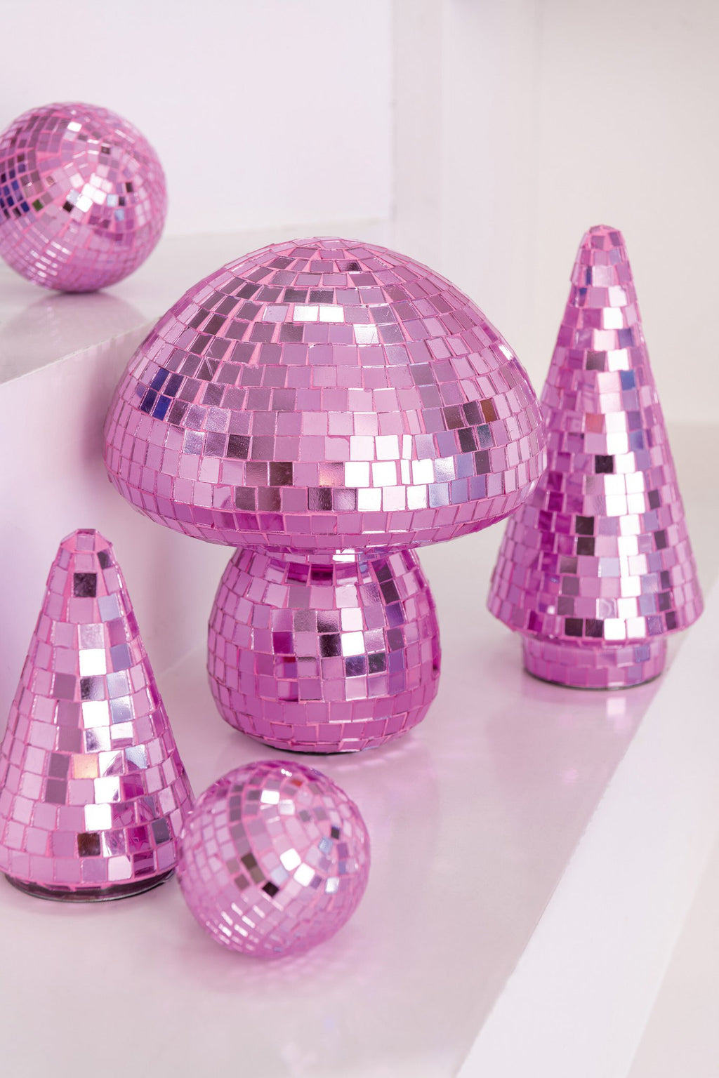 J-Line decoratie Paddenstoel Spiegel - glas - roze