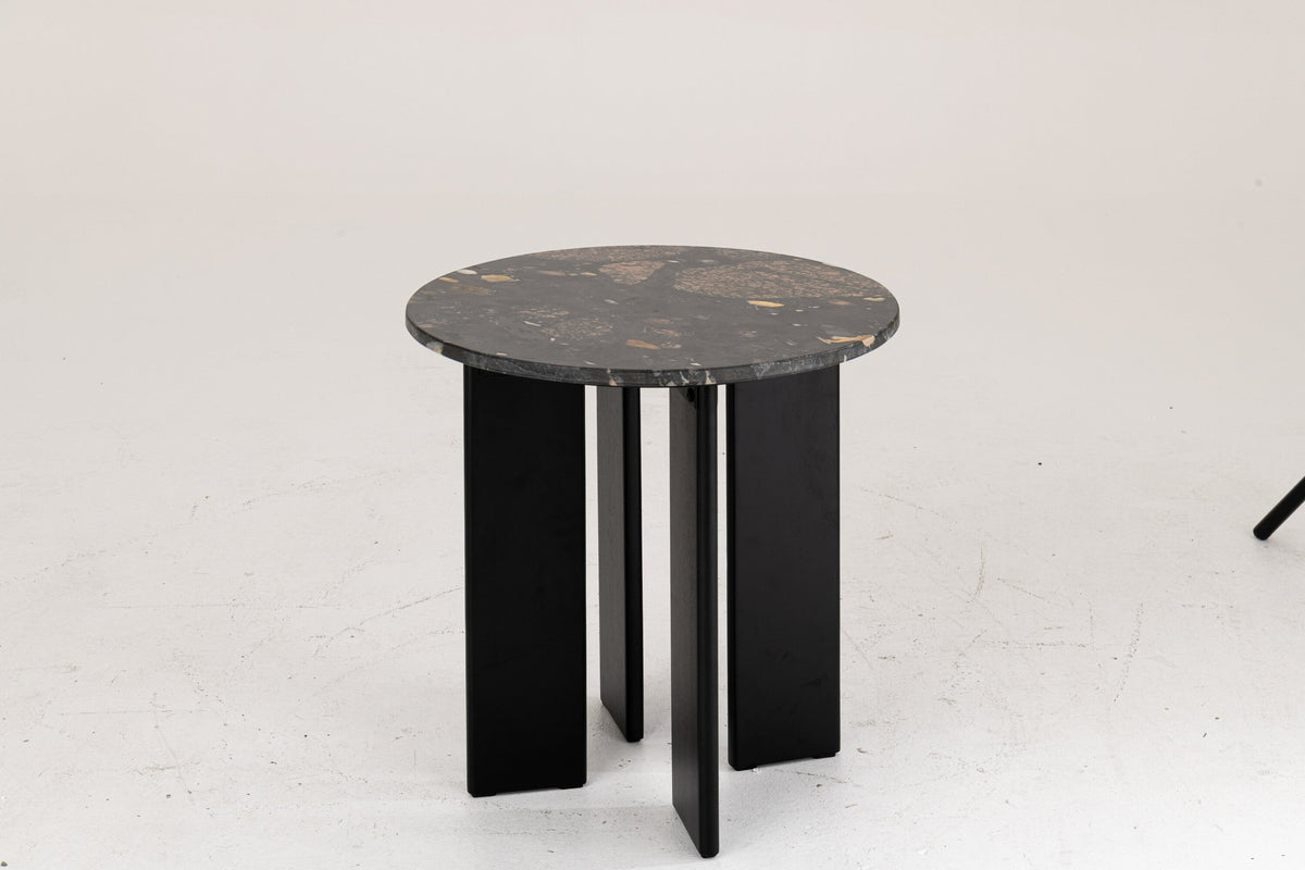 J-Line bijzettafel Mathilde Marmer - steen - zwart/perzik