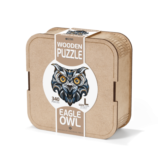 Eco Wood Art (EWA), Houten Legpuzzel Eagle-Owl, Size L, 3489, 38,4x38,8x0,4cm