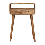 Massief hout, kleine gebogen console, licht eiken afwerking