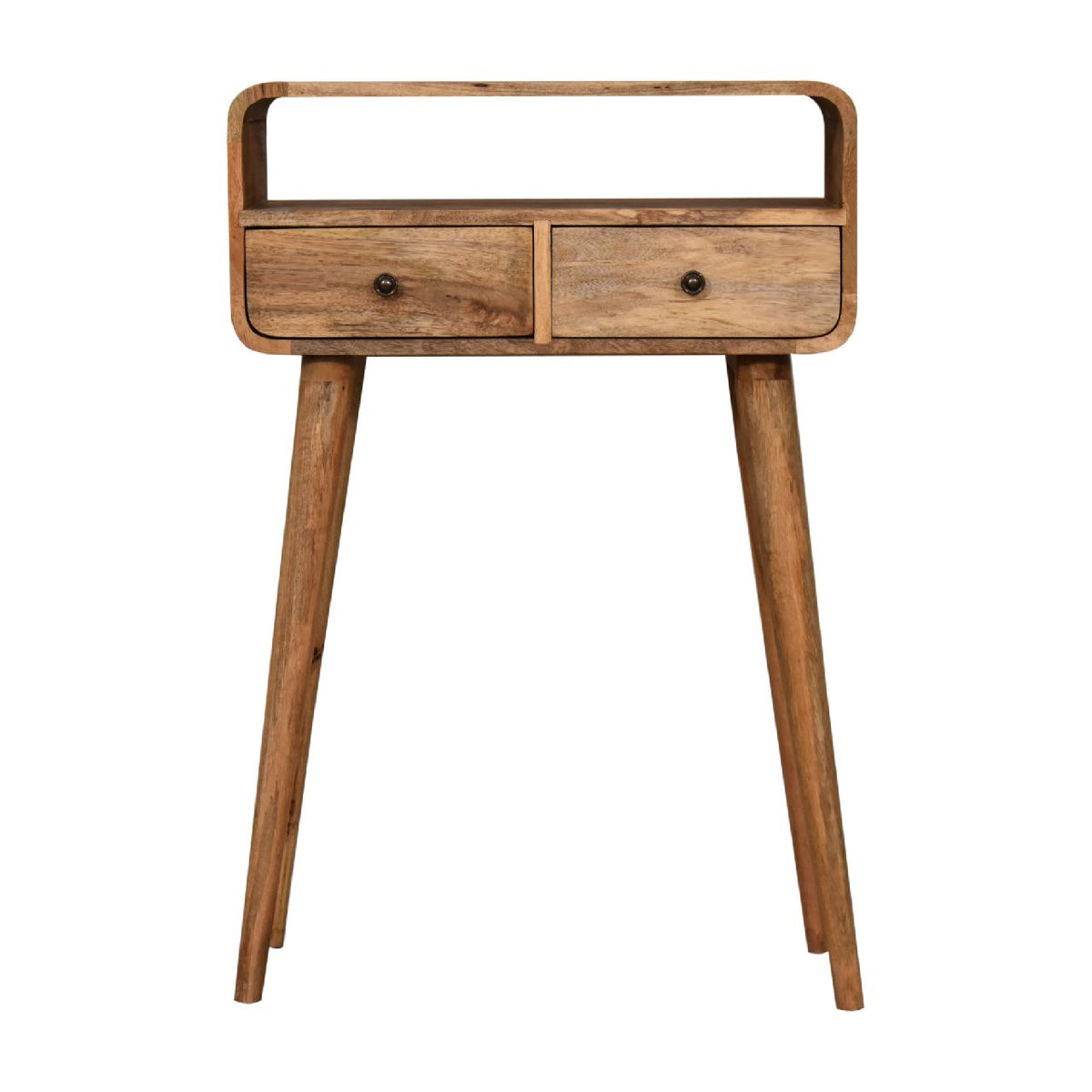 Massief hout, kleine gebogen console, licht eiken afwerking