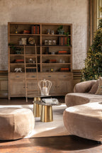 J-Line bijzettafel Marble Effect - ijzer - brons/taupe - set van 2