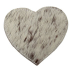 Onderzetter koehuid hart bruin/wit 14cm