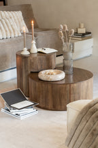 J-Line Set Van 2 Bijzettafels Toge Mango Hout Bruin