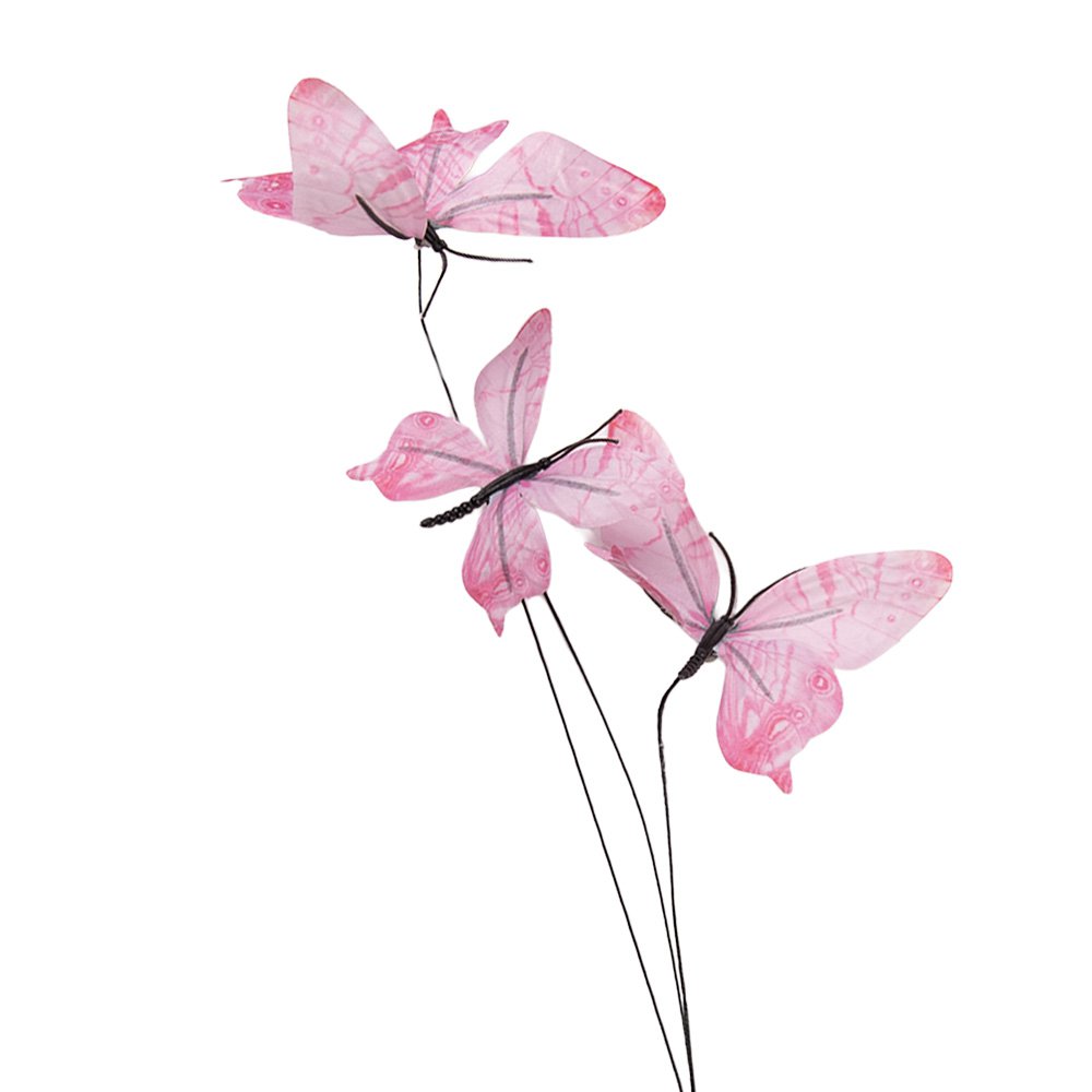 Decoratie Tak Vlinder 10x10x65 cm Roze Textiel