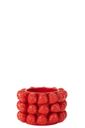 J-Line bloempot Aardbeien - keramiek - rood - small - Ø 15.5 cm