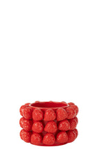 J-Line bloempot Aardbeien - keramiek - rood - small - Ø 15.5 cm