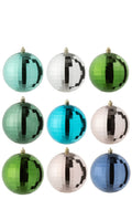 J-Line kerstbal Disco - kunststof - mix - doos van 9