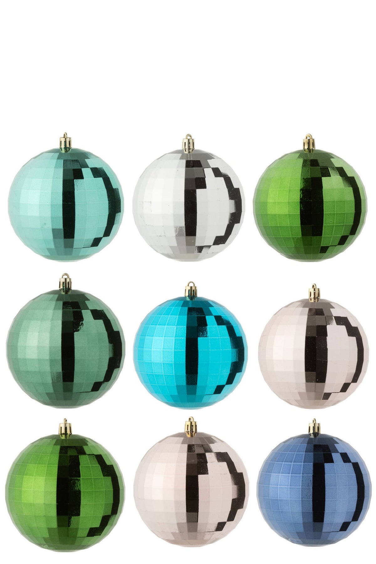 J-Line kerstbal Disco - kunststof - mix - doos van 9