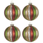 Kerstbal Set van 4 Ø 8 cm Rood Groen Glas Kerstboomversiering
