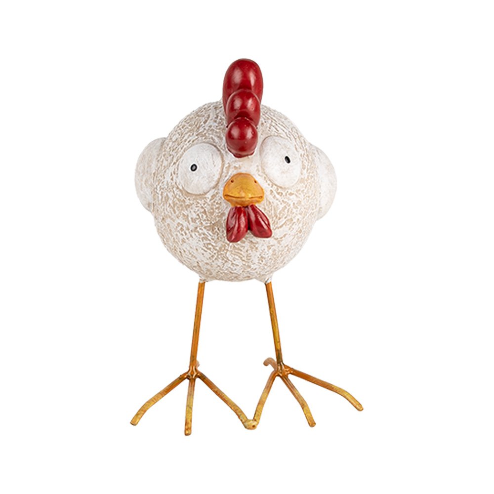 Decoratie Beeld Kip 15 cm Wit Kunststof