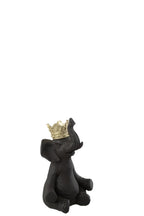 J-Line Olifant Kroon Resine Zwart/Goud Small