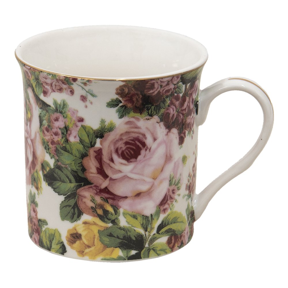 Mok 330 ml Roze Porselein Bloemen Theemok