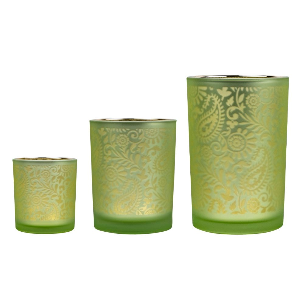 Theelichthouder paisley lime small 8cm*