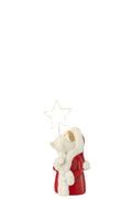 J-Line Kerstman Led Ster Resin Wit/Rood Small