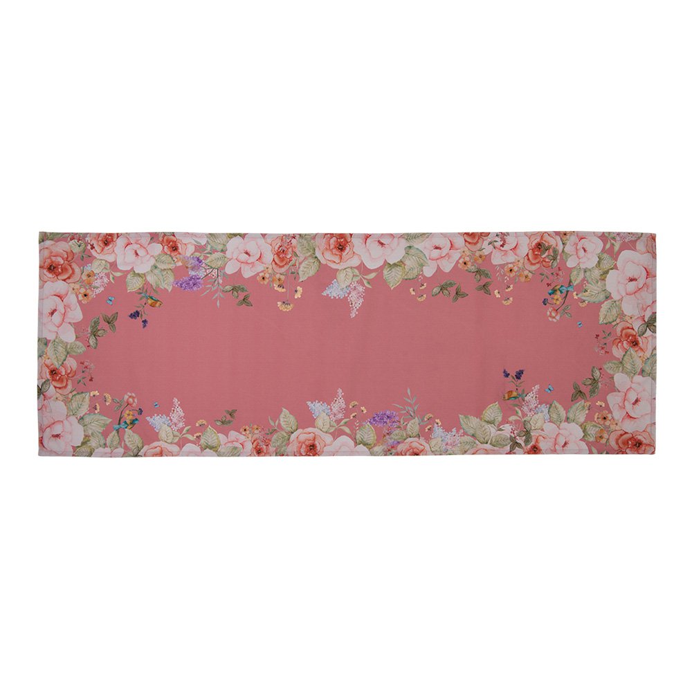 Tafelloper 50x140 cm Roze Katoen Bloemen