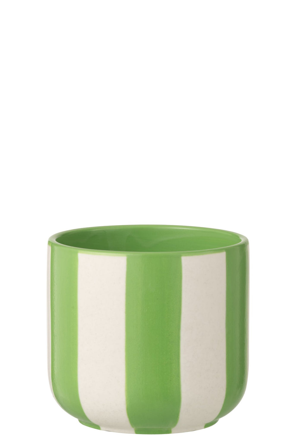 J-Line bloempot Gestreept - keramiek - groen/wit - L