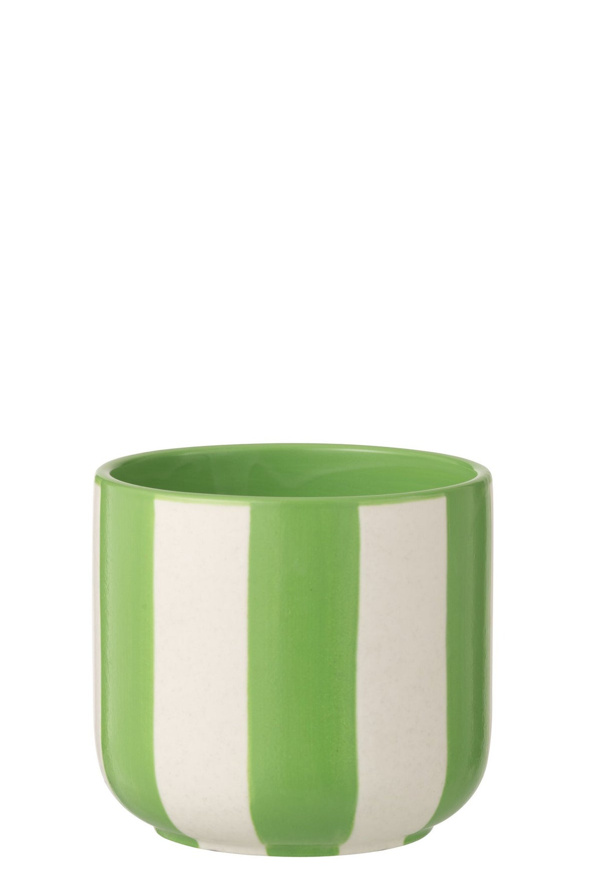 J-Line bloempot Gestreept - keramiek - groen/wit - L