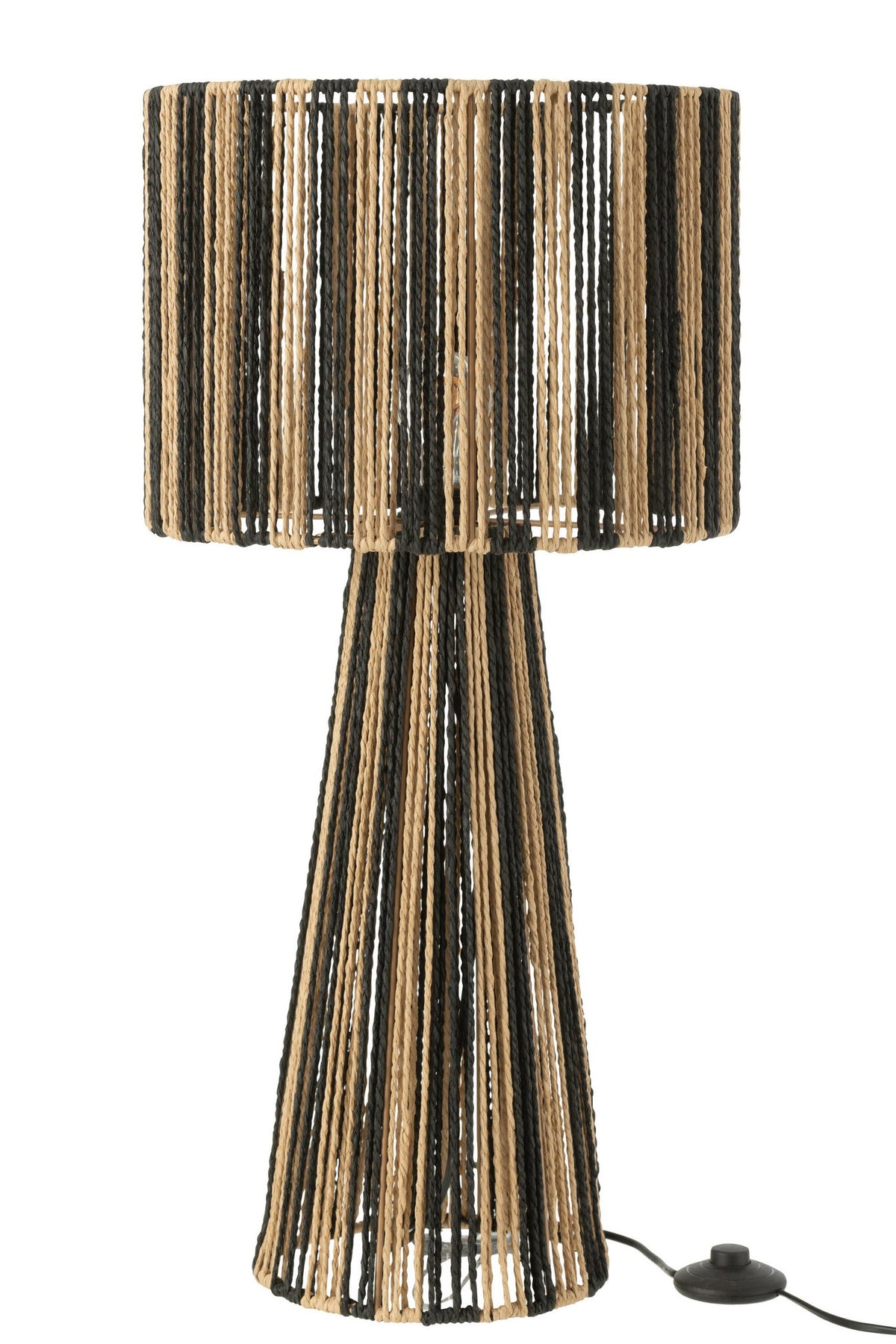 J-Line lamp Strepen Touwen - metaal/papier - zwart/naturel