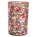 Theelichthouder Ø 12x18 cm Bruin Rood Glas Bloemen