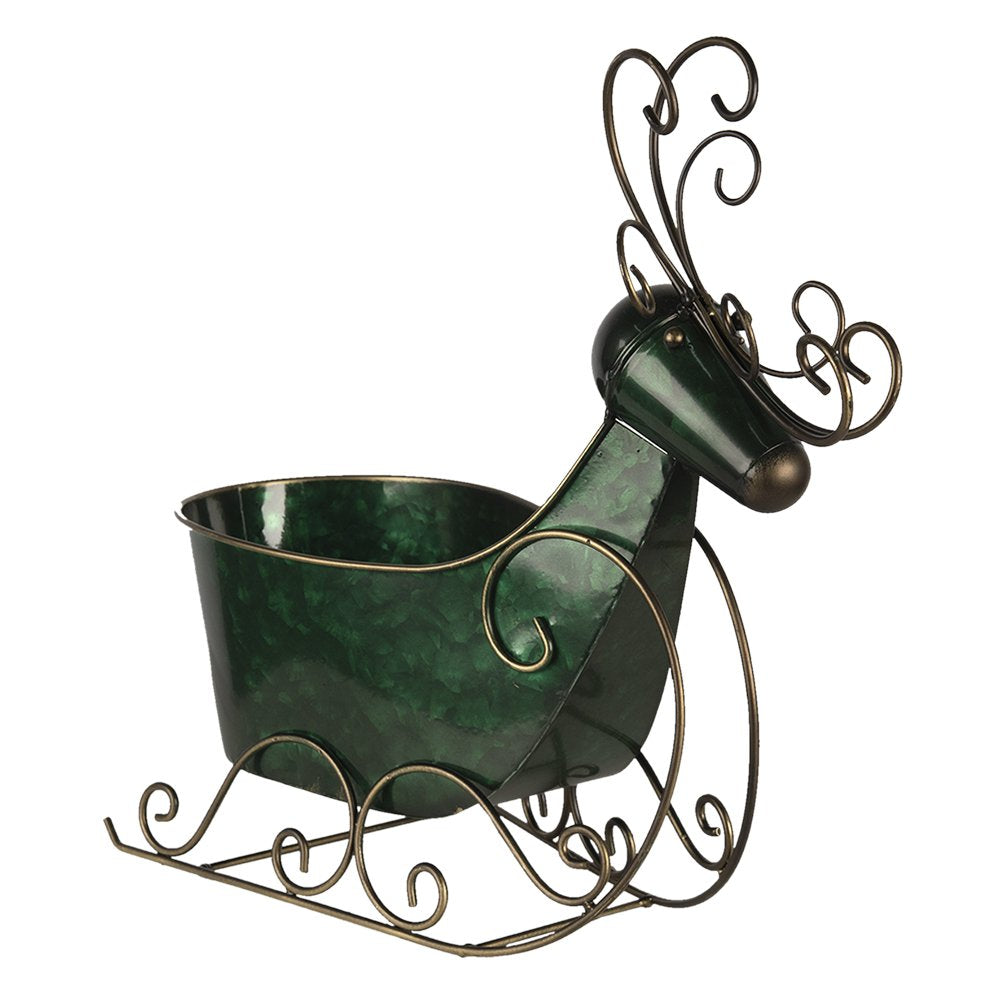 Beeld Rendier 34x17x37 cm Groen IJzer Slee Kerstdecoratie