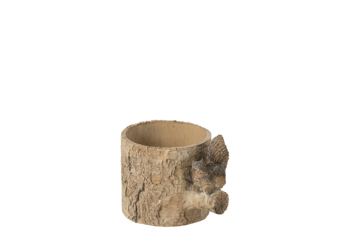 J-Line bloempot Eekhoorn - cement - beige/bruin - extra small