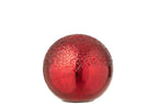 J-Line decoratie Bal Gekraakt - glas - kerstrood - S - LED