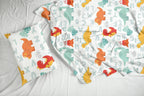 Lakenset voor eenpersoonsbedden - 100% katoen 144TC - Dino-print met alfabet voor kinderen