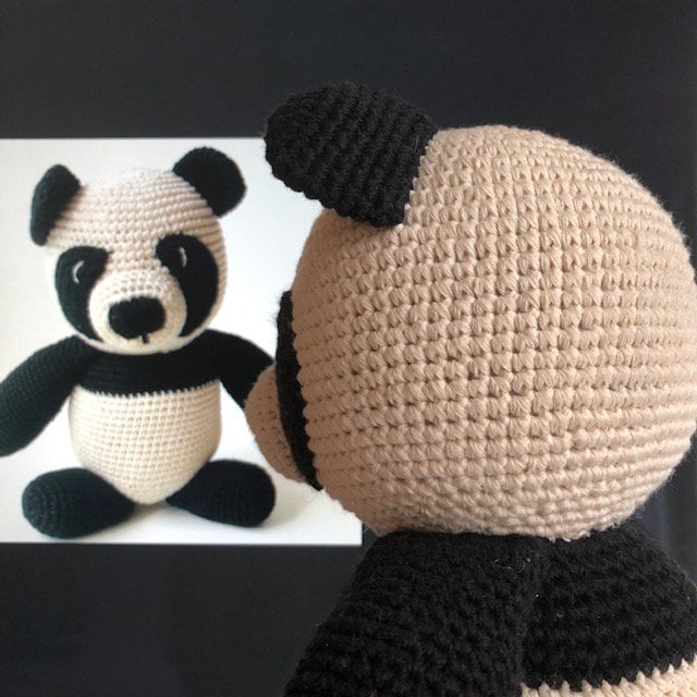 Luna-Leena panda beer knuffel zwart & wit - biologisch katoen - 0+ - hand gehaakt in Nepal