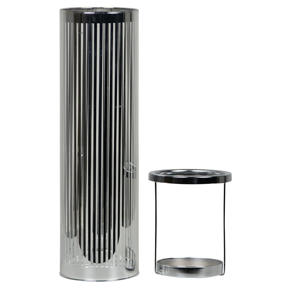 *windlicht cilinder zilver streep small 25cm*