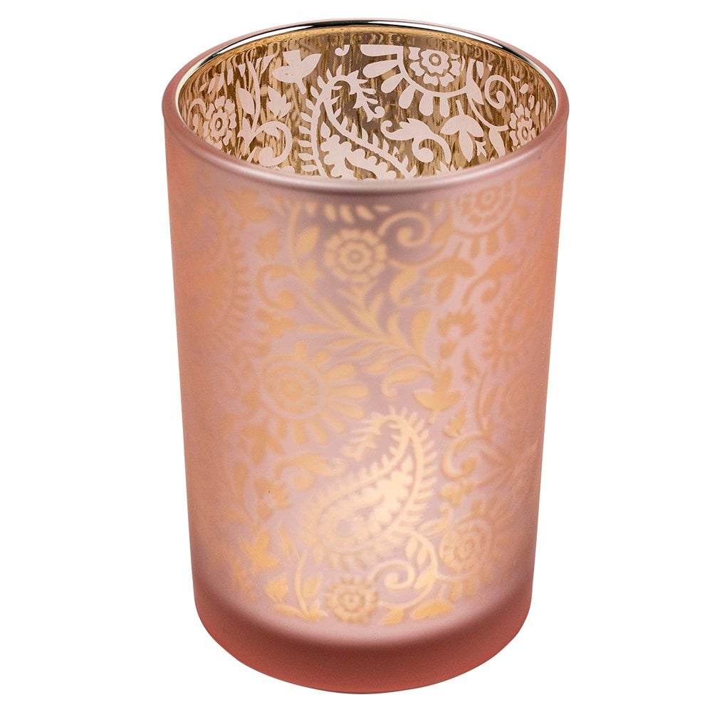 Theelichthouder paisley roze large 18cm*