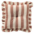 Dutch Decor Bella - Stoelkussen 40x40 cm - Gestreept - Ruchesrand - Oudroze - Roze