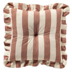 Dutch Decor Bella - Stoelkussen 40x40 cm - Gestreept - Ruchesrand - Oudroze - Roze