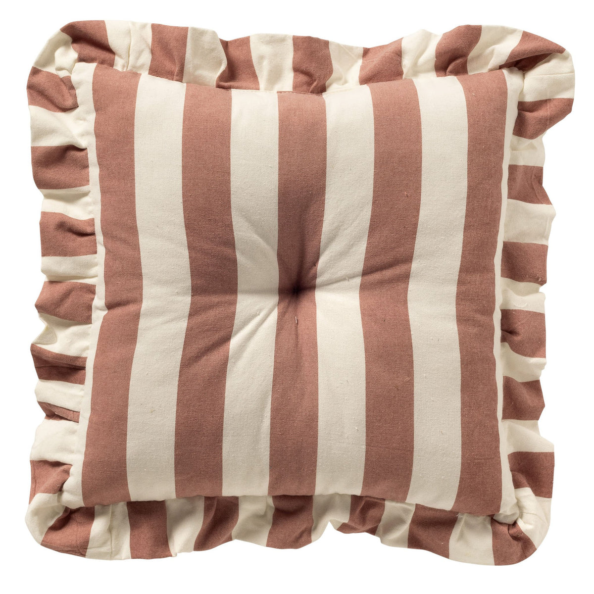 Dutch Decor Bella - Stoelkussen 40x40 cm - Gestreept - Ruchesrand - Oudroze - Roze