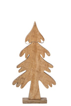 J-Line Dennenboom met strik - mangohout - naturel/turquoise - medium