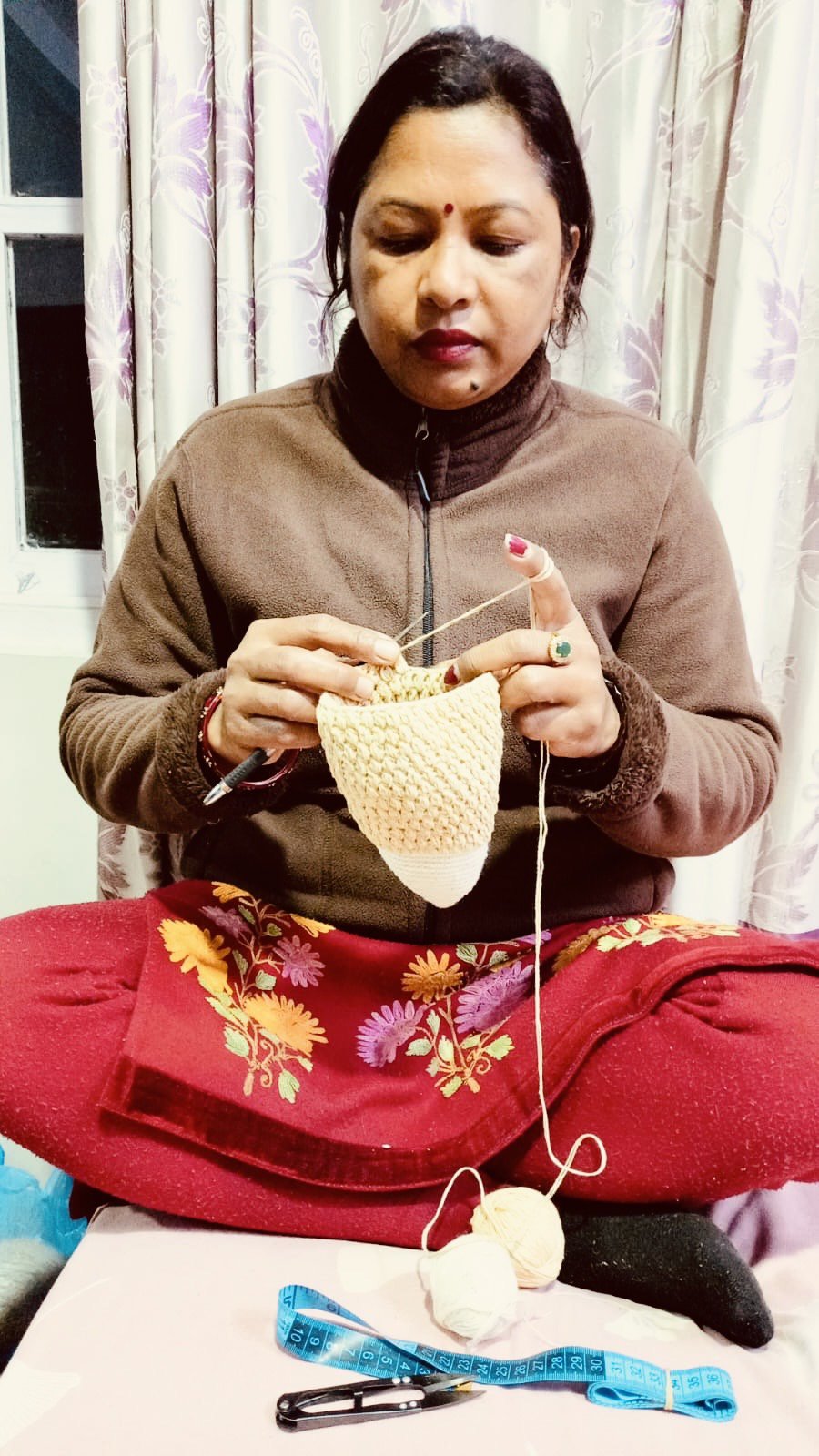Luna-Leena vis wanddecoratie groot - zand - biologisch katoen - handgehaakt in Nepal