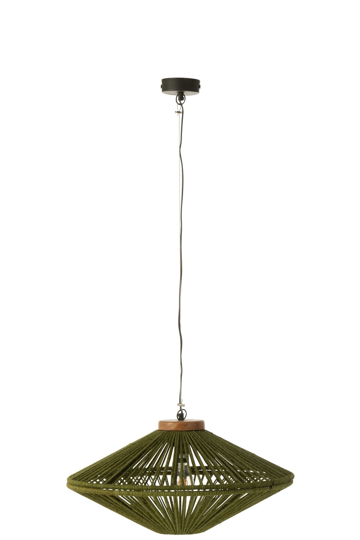 J-Line Hanglamp Ovni Ijzer/Jute Groen Small