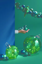 J-Line Slinger met kerstballen - PS - blauw/donkergroen