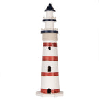 Decoratie Beeld Vuurtoren Ø 15x48 cm Wit Rood MDF