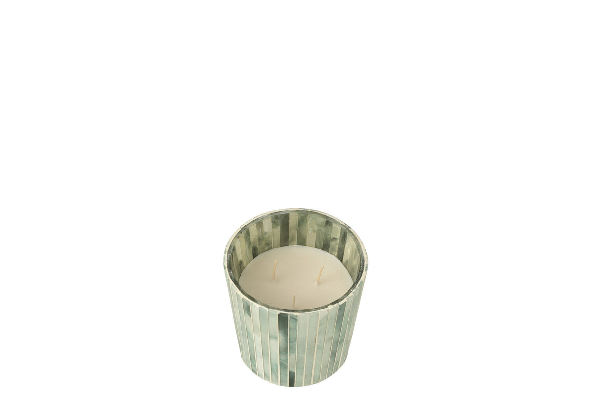 J-Line geurkaars Noa - Seaside Bliss - glas - lichtblauw - small - 45U