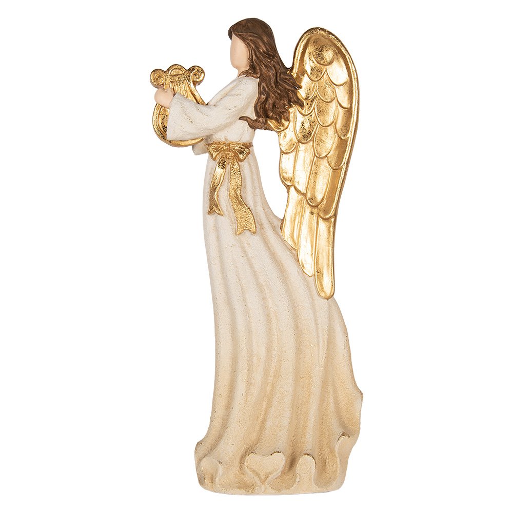 Decoratie Beeld Engel 28x16x63 cm Wit Kunststof