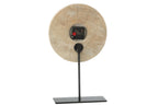 J-Line klok Rond Marmer - steen - beige/zwart