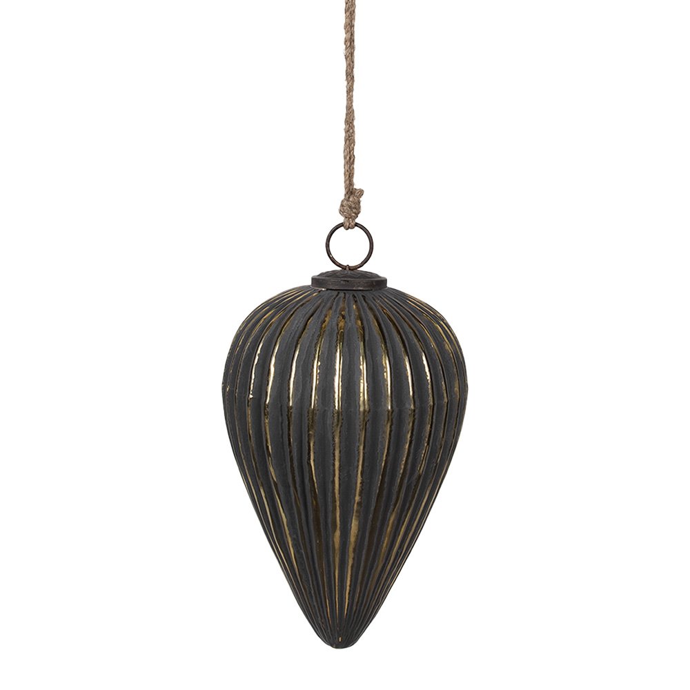 Kerstbal Ø 15x26 cm Zwart Glas Kerstboomversiering