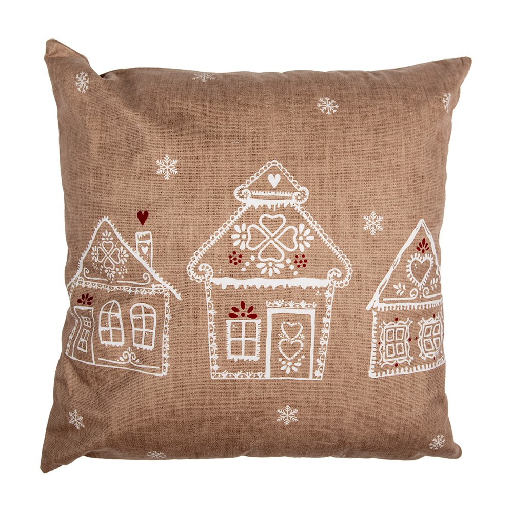 Kussenhoes 45x45 cm Bruin Polyester Gingerbread house Sierkussenhoes